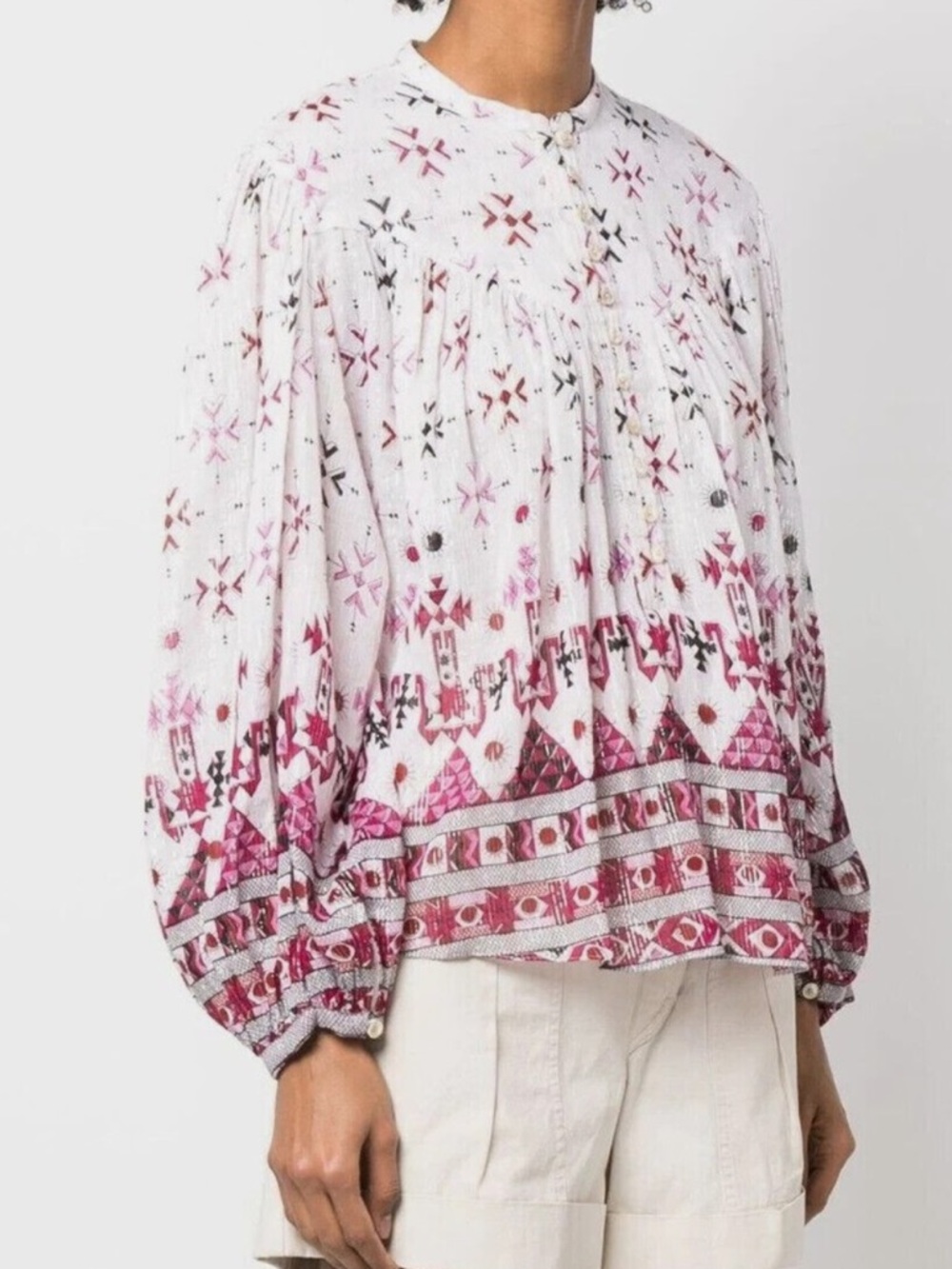NEW Isabel Marant Etoile Pink Shimmer Print Blouse - FR 40 - Picture 2 of 2